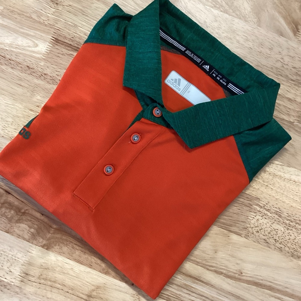 Men's Adidas Short Sleeved Coachesβ Polo Orange / Green 2XL